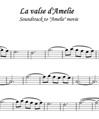 Notes for strings - violin, viola, cello, double bass. La valse d'Amelie.