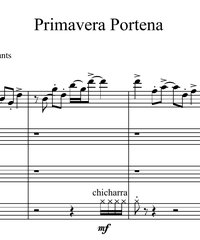 Notes for strings - violin, viola, cello, double bass. Primavera Portena.