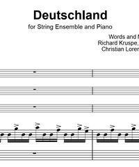 Notes for strings - violin, viola, cello, double bass. Deutschland.