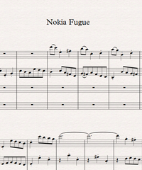 Notes for strings - violin, viola, cello, double bass. Nokia Fugue.