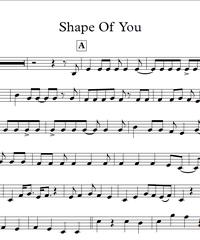 Notes for strings - violin, viola, cello, double bass. Shape of You.