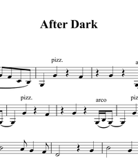 Notes for strings - violin, viola, cello, double bass. After Dark.