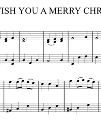 Notes for strings - violin, viola, cello, double bass. We Wish You a Merry Christmas.