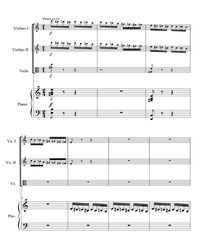 Notes for strings - violin, viola, cello, double bass. Flight of the Bumblebee.