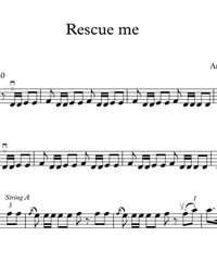 Notes for strings - violin, viola, cello, double bass. Rescue Me.