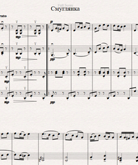 Notes for strings - violin, viola, cello, double bass. Moldavian.